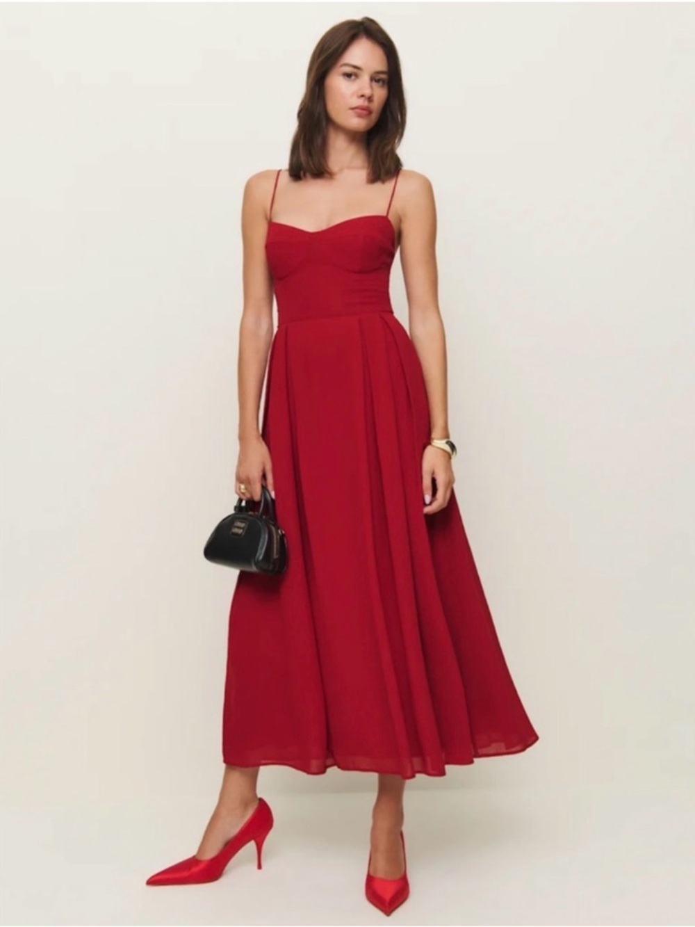 Reformation Jaelyn Red Midi Dress - size 12 - Worn Once!